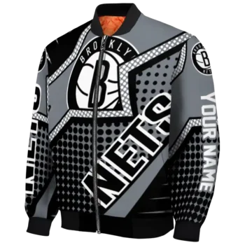 personalized brooklyn nets star burst black bomber jacket best selling