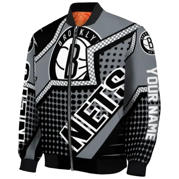personalized brooklyn nets star burst black bomber jacket best selling
