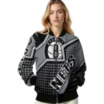 personalized brooklyn nets star burst black bomber jacket best selling