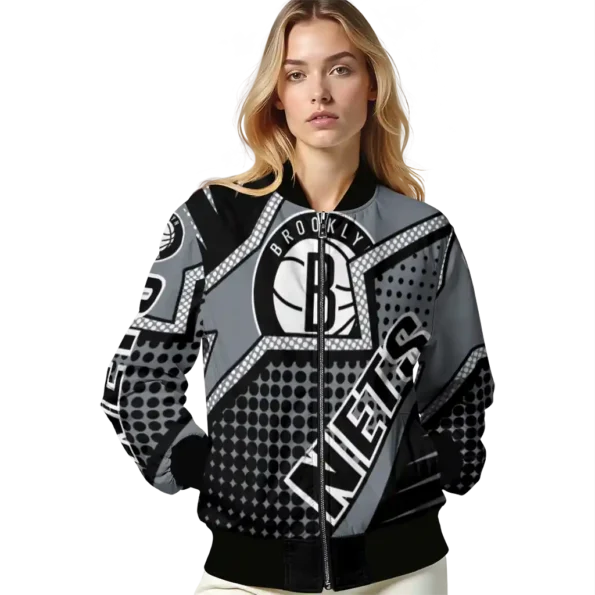 personalized brooklyn nets star burst black bomber jacket latest model