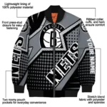 personalized brooklyn nets star burst black bomber jacket best selling