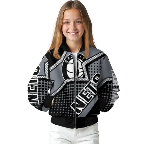 personalized brooklyn nets star burst black bomber jacket top rated