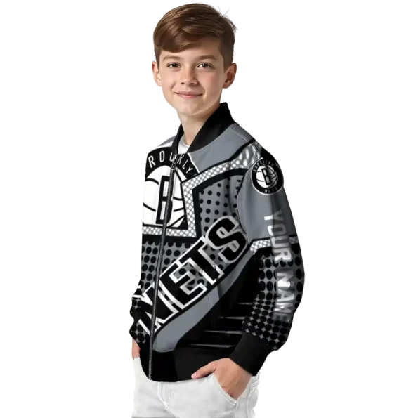 personalized brooklyn nets star burst black bomber jacket trendy