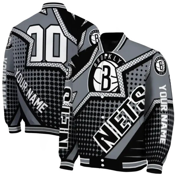 personalized brooklyn nets star burst black varsity jacket fashion forward.webp