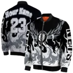 personalized brooklyn nets winged blaze black white bomber jacket best selling