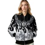 personalized brooklyn nets winged blaze black white bomber jacket best selling