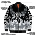 personalized brooklyn nets winged blaze black white bomber jacket best selling