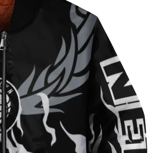 personalized brooklyn nets winged blaze black white bomber jacket premium grade