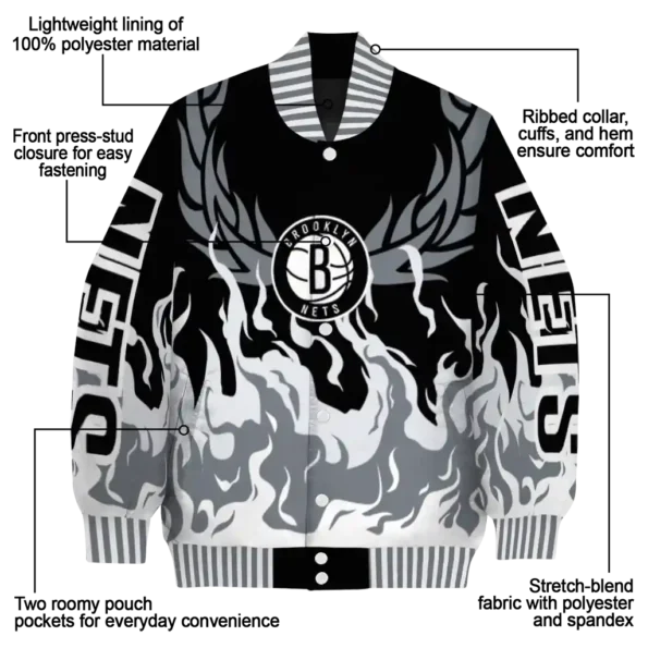 personalized brooklyn nets winged blaze black white varsity jacket new arrival.webp