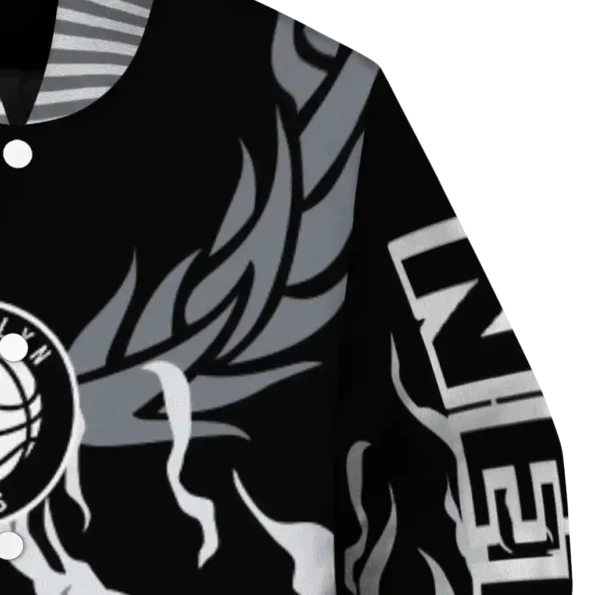 personalized brooklyn nets winged blaze black white varsity jacket premium grade.webp