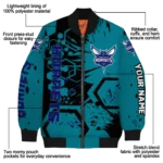personalized charlotte hornets hexagon cluster teal black bomber jacket best selling