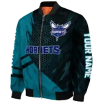 personalized charlotte hornets hexagon mesh teal black bomber jacket best selling