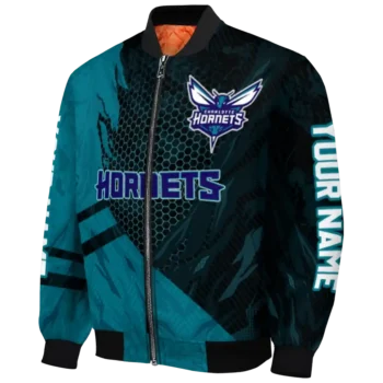 personalized charlotte hornets hexagon mesh teal black bomber jacket best selling