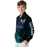 personalized charlotte hornets hexagon mesh teal black bomber jacket best selling