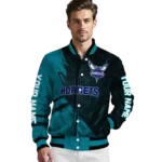 personalized charlotte hornets hexagon mesh teal black varsity jacket best selling.webp
