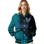 personalized charlotte hornets hexagon mesh teal black varsity jacket best selling.webp