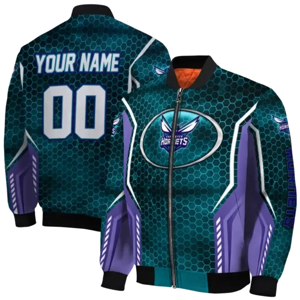 personalized charlotte hornets power plate teal bomber jacket fashion forward