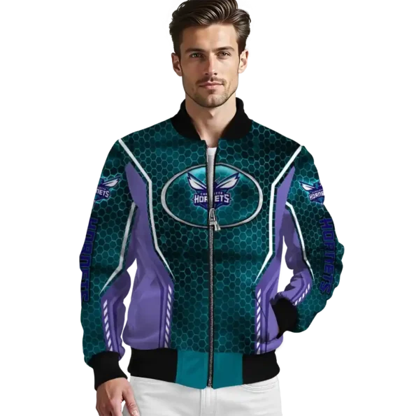personalized charlotte hornets power plate teal bomber jacket high quality