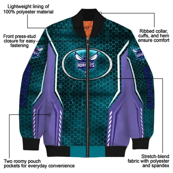personalized charlotte hornets power plate teal bomber jacket new arrival
