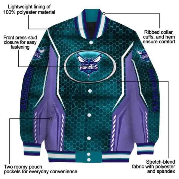personalized charlotte hornets power plate teal varsity jacket new arrival.webp