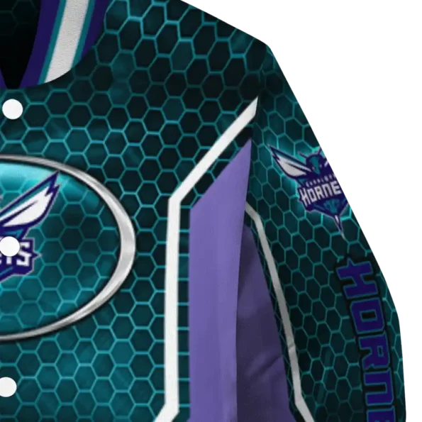 personalized charlotte hornets power plate teal varsity jacket premium grade.webp