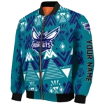 personalized charlotte hornets pyramid shapes teal bomber jacket best selling