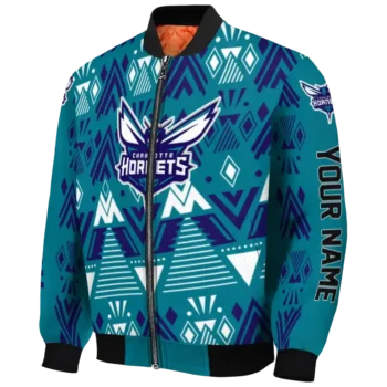 personalized charlotte hornets pyramid shapes teal bomber jacket best selling
