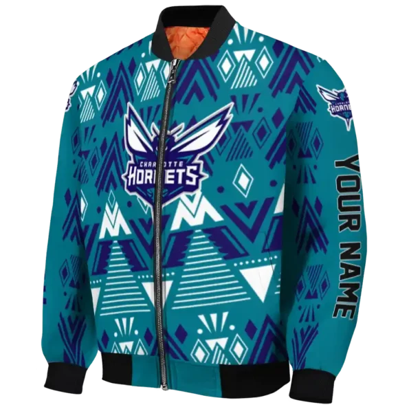 personalized charlotte hornets pyramid shapes teal bomber jacket best selling