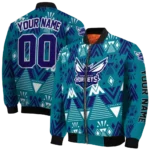 personalized charlotte hornets pyramid shapes teal bomber jacket best selling