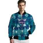 personalized charlotte hornets pyramid shapes teal bomber jacket best selling