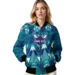 personalized charlotte hornets pyramid shapes teal bomber jacket best selling