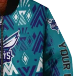 personalized charlotte hornets pyramid shapes teal bomber jacket best selling