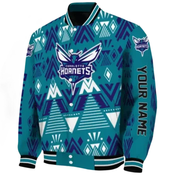 personalized charlotte hornets pyramid shapes teal varsity jacket best selling.webp