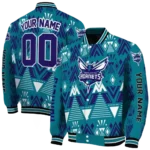 personalized charlotte hornets pyramid shapes teal varsity jacket best selling.webp
