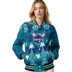 personalized charlotte hornets pyramid shapes teal varsity jacket best selling.webp