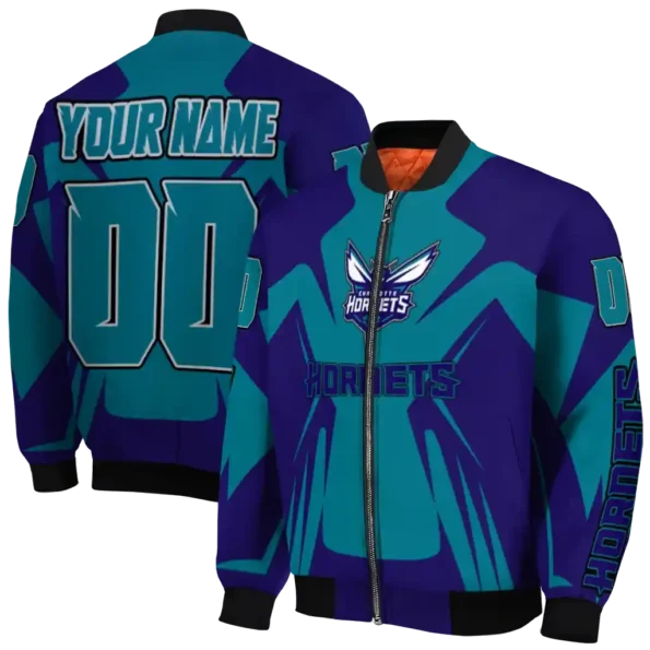 personalized charlotte hornets spider mark teal bomber jacket fashion forward