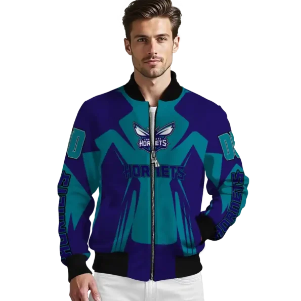 personalized charlotte hornets spider mark teal bomber jacket high quality
