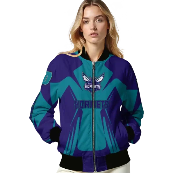 personalized charlotte hornets spider mark teal bomber jacket latest model
