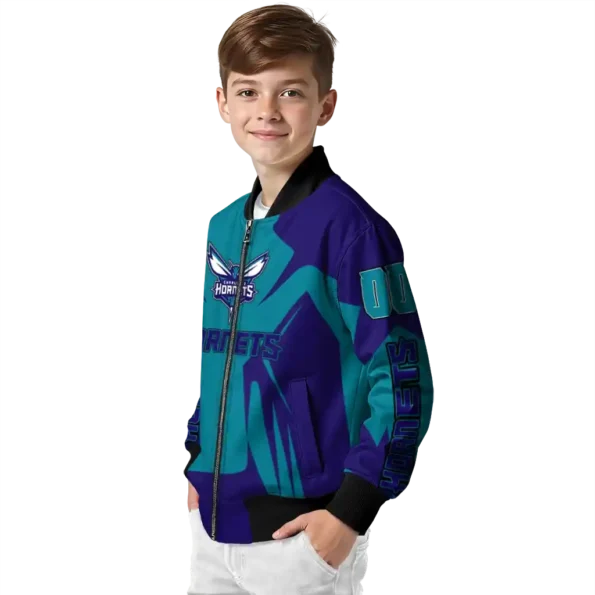 personalized charlotte hornets spider mark teal bomber jacket trendy