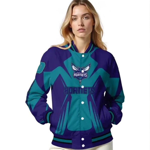 personalized charlotte hornets spider mark teal varsity jacket latest model.webp