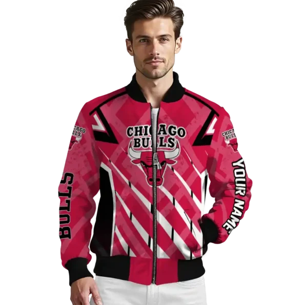 personalized chicago bulls chevron angles red bomber jacket high quality