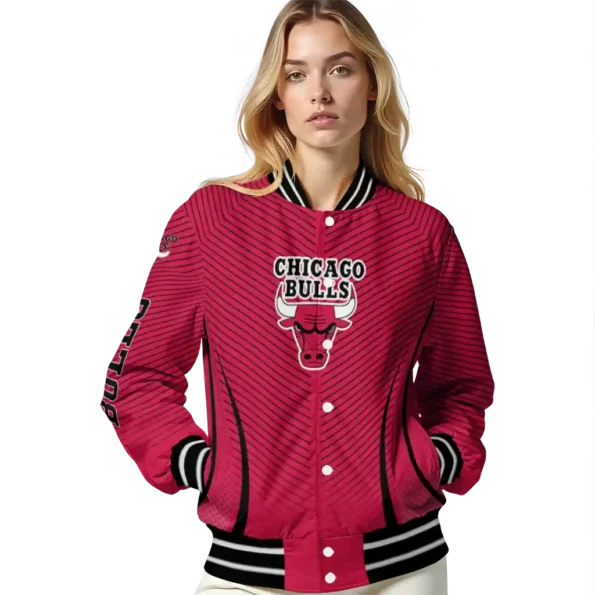 personalized chicago bulls chevron arrow red varsity jacket latest model.webp