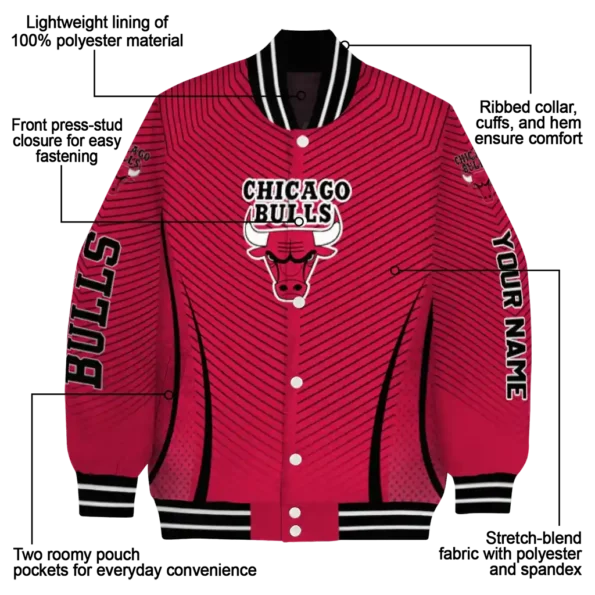 personalized chicago bulls chevron arrow red varsity jacket new arrival.webp