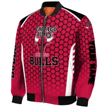 personalized chicago bulls hexagon grid red bomber jacket best selling
