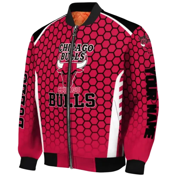 personalized chicago bulls hexagon grid red bomber jacket best selling