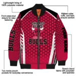 personalized chicago bulls hexagon grid red bomber jacket best selling