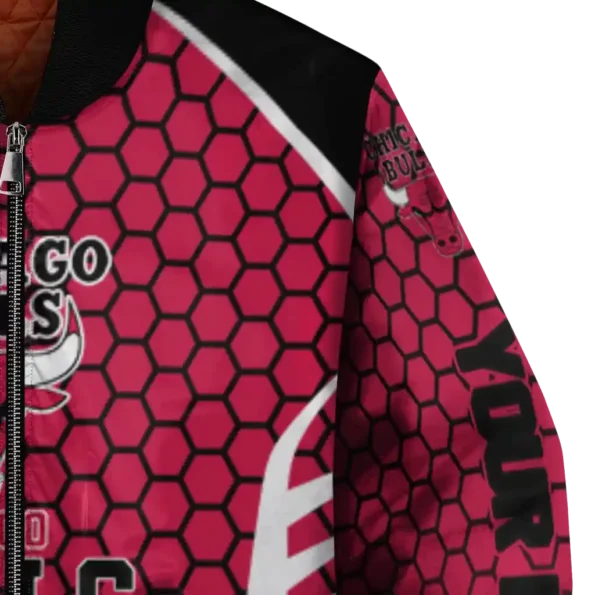personalized chicago bulls hexagon grid red bomber jacket premium grade