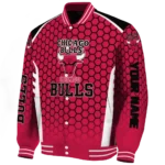 personalized chicago bulls hexagon grid red varsity jacket best selling.webp