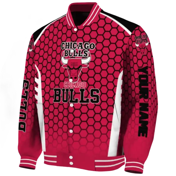personalized chicago bulls hexagon grid red varsity jacket best selling.webp