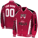 personalized chicago bulls hexagon grid red varsity jacket best selling.webp